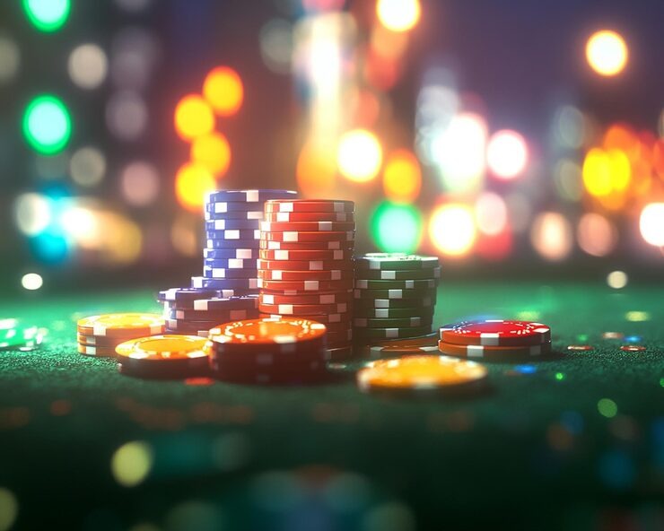Live Lightning Dice studio with three rolling dice and live dealer
